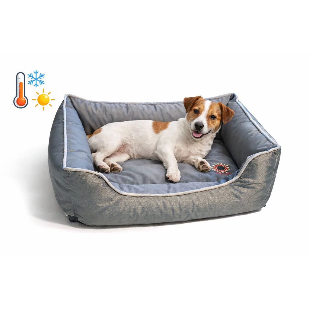 Orthopädisches Hundebett Paros Lux – isolierendes Wendebett mit Memory Foam, druckentlastend & beidseitig nutzbar für Sommer & Winter (grau)