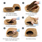 Katzenbett & Katzenhöhle Evia 2 in 1 – kuscheliger Schlafplatz, orthopädisches Hundebett mit Memoryschaum