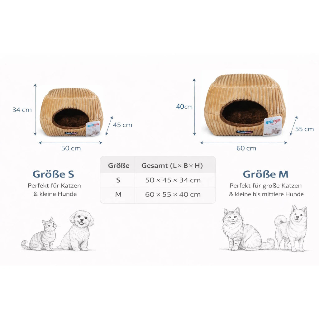 Katzenbett & Katzenhöhle Evia 2 in 1 – kuscheliger Schlafplatz, orthopädisches Hundebett mit Memoryschaum