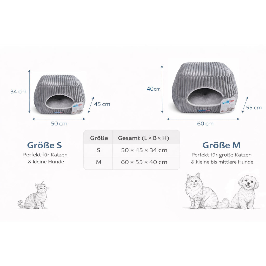 Hundebett & Hundehöhle Evia 2 in 1 – kuscheliger Schlafplatz, orthopädisches Hundebett mit Memoryschaum
