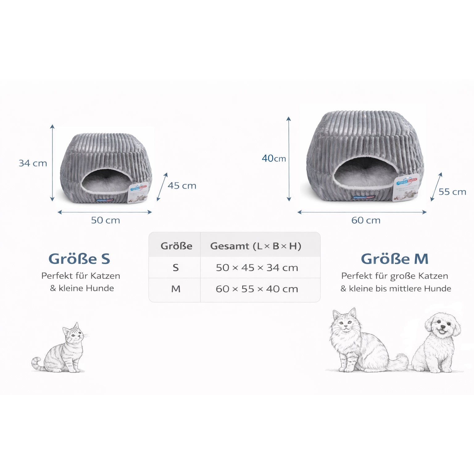 Hundebett & Hundehöhle Evia 2 in 1 – kuscheliger Schlafplatz, orthopädisches Hundebett mit Memoryschaum