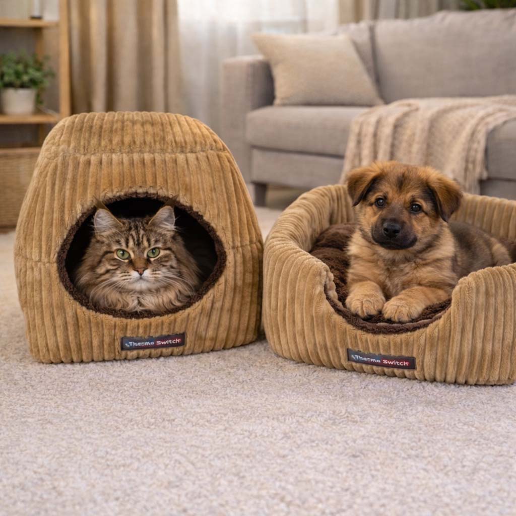Katzenbett & Katzenhöhle Evia 2 in 1 – kuscheliger Schlafplatz, orthopädisches Katzenbett mit Memoryschaum